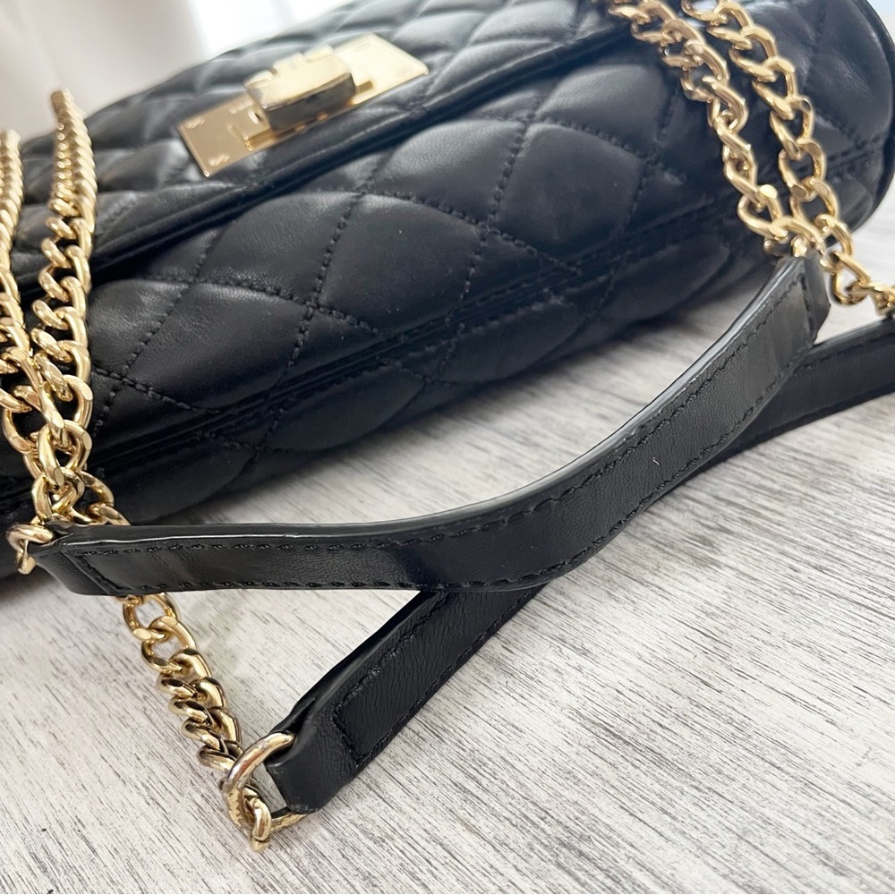 Michael Kors Black Quilted Gold Chain detail Crossbody Handbag - Picture 4 of 16